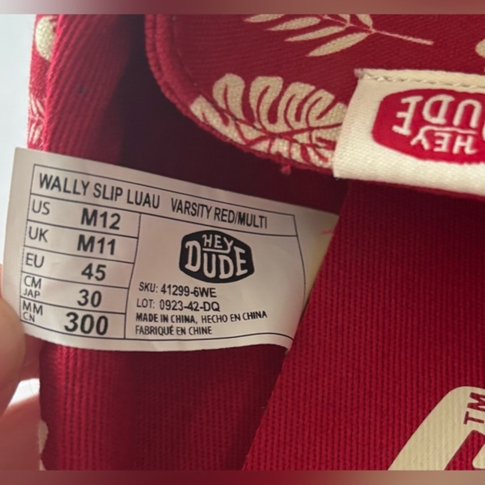 Hey Dude Wally Slip On Luau Shoes in Varsity Red - Picture 13 of 13